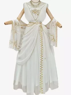 Académique Ensemble Lolita Cape De Robe Sans Manches Brodée Blanche 3 Pièces