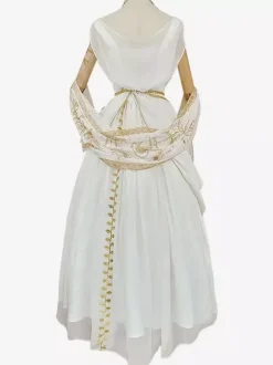 Académique Ensemble Lolita Cape De Robe Sans Manches Brodée Blanche 3 Pièces