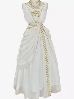 Académique Ensemble Lolita Cape De Robe Sans Manches Brodée Blanche 3 Pièces