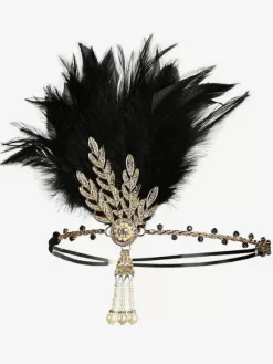 Accessoire de robe flapper des Années 1920 grande gatsby bandeau plumes rouges strass postiche Déguisements Halloween