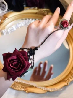 Accessoires Gothic Lolita Black Rose Chaînes Polyester Accessoire Divers