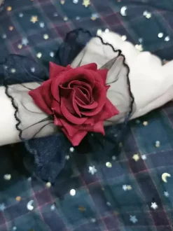 Accessoires Gothiques Lolita Fleurs Noires Volants Manches Divers