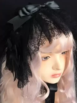Accessoires gothiques Lolita N艙uds en dentelle blanche Coiffes Divers