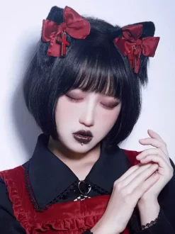 Accessoires gothiques Lolita Accessoire n艙ud croisé noir Divers