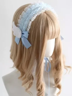 Accessoires gothiques Lolita coiffes en dentelle volants n艙uds blanc écru