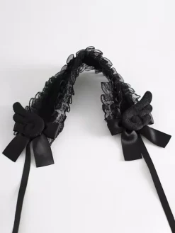 Accessoires gothiques Lolita coiffes en dentelle volants n艙uds blanc écru