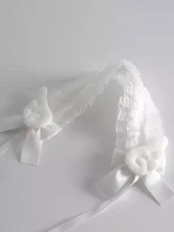Accessoires gothiques Lolita coiffes en dentelle volants n艙uds blanc écru