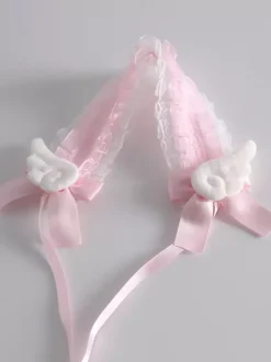 Accessoires gothiques Lolita coiffes en dentelle volants n艙uds blanc écru