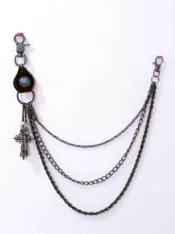 Accessoires Gothiques Lolita Oeillets Noirs Chaînes Ceinture Divers