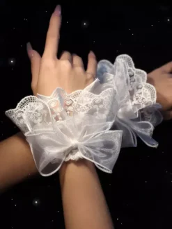 Accessoires Lolita de style ROCOCO Volants blancs N艙uds Manchons Polyester Divers