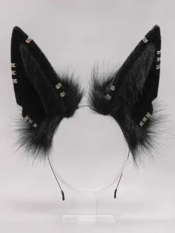 Accessoires Noir Lolita Oreilles Fausse Fourrure Coiffure Animaux Fibre Polyester Divers