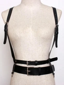 Accessoires Steampunk Lolita Détails en métal noir Cuir PU