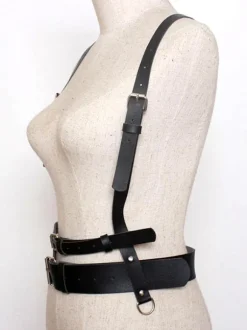 Accessoires Steampunk Lolita Détails en métal noir Cuir PU