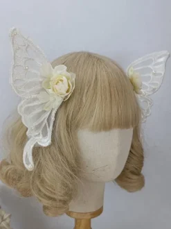 Accessoires Sweet Lolita Couvre-chef Rose Noire Fibre de Polyester Divers