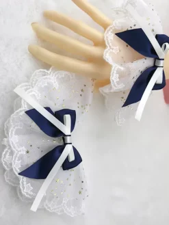Accessoires Sweet Lolita Volants bleu ciel clair N艙uds Manchons Divers