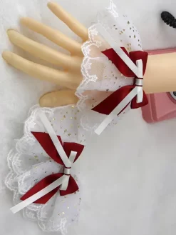 Accessoires Sweet Lolita Volants bleu ciel clair N艙uds Manchons Divers