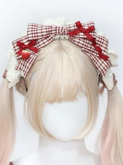 Accessoires Coiffure Mignonne Lolita N艙uds À Carreaux Fibre De Polyester
