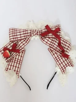 Accessoires Coiffure Mignonne Lolita N艙uds À Carreaux Fibre De Polyester