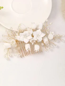 Accessoires de cheveux de mariée en métal peigne de casque de mariage à la main