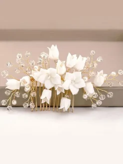 Accessoires de cheveux de mariée en métal peigne de casque de mariage à la main