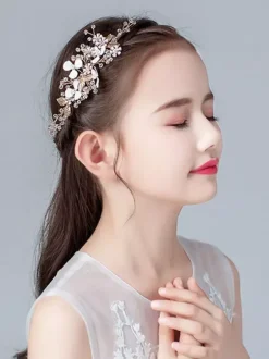 Accessoires de Cheveux Fille de Coiffure Fille de Fleur Perles Blond
