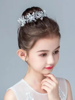 Accessoires de cheveux Fleur Fille Argent Perles Accessoire Résine Accessoires Cheveux