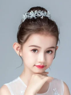 Accessoires de cheveux Fleur Fille Argent Perles Accessoire Résine Accessoires Cheveux