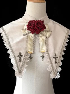 Accessoires Faux Col Lolita Classiques Abricot Détails Métallique Cape Velours
