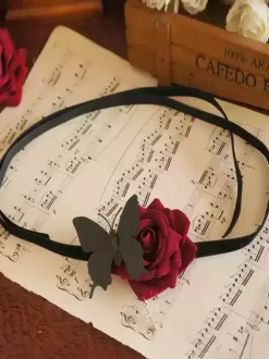 Accessoires Gothiques Lolita Fleurs Bleues Papillon Accessoire Divers