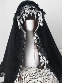 Accessoires gothiques Lolita Volants blancs Dentelle Coiffes Divers