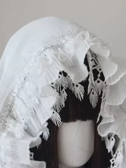 Accessoires gothiques Lolita Volants blancs Dentelle Coiffes Divers