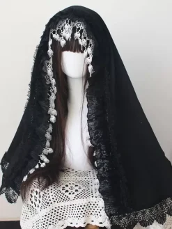 Accessoires gothiques Lolita Volants blancs Dentelle Coiffes Divers