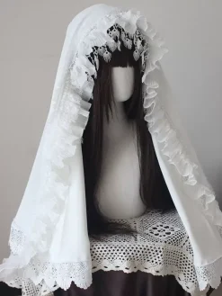 Accessoires gothiques Lolita Volants blancs Dentelle Coiffes Divers