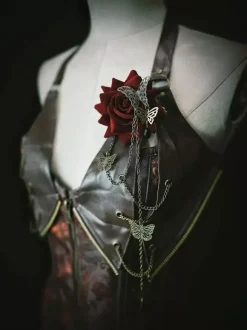 Accessoires Gothiques Lolita Chaînes Rouges Fleurs Accessoire Métal Divers