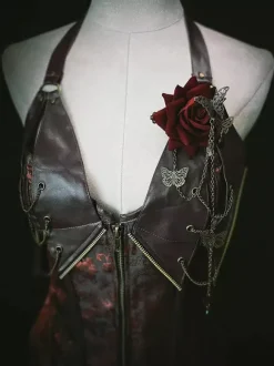 Accessoires Gothiques Lolita Chaînes Rouges Fleurs Accessoire Métal Divers