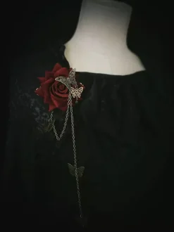 Accessoires Gothiques Lolita Chaînes Rouges Fleurs Accessoire Métal Divers