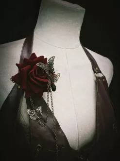 Accessoires Gothiques Lolita Chaînes Rouges Fleurs Accessoire Métal Divers