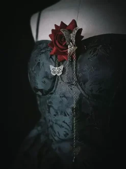 Accessoires Gothiques Lolita Chaînes Rouges Fleurs Accessoire Métal Divers