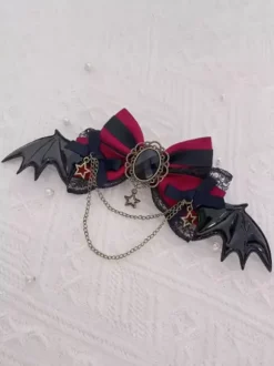 Accessoires gothiques Lolita Noeuds bordeaux Chaînes en dentelle Couvre-chef Divers