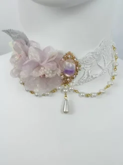 Accessoires Gothiques Lolita Chaînes Rose Clair Perles Ras De Cou Divers