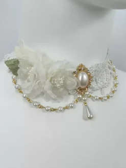 Accessoires Gothiques Lolita Chaînes Rose Clair Perles Ras De Cou Divers