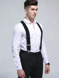 Accessoires Homme Détails Métalliques Classiques Polyester Métallisé Pull Out Noir