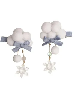 Accessoires Lolita de style chinois arcs bleu ciel clair couvre-chef en polyester divers