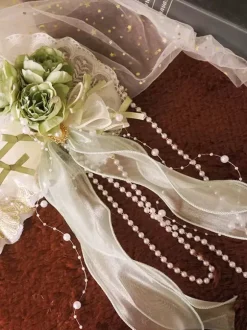 Accessoires Lolita Style Chinois Perles Vertes N艙uds Fleurs Accessoire Fibre Polyester Divers