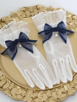 Accessoires Lolita Style ROCOCO N艙uds Bleu Profond Perles Accessoire Fibre Polyester Divers