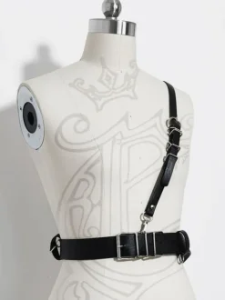 Accessoires Steampunk Lolita Détails en métal noir Ceinture en cuir PU Divers