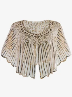 Années 1920 Great Gatsby paillettes accessoires Flapper Cape Coat Champagne Retro Costume Accessoires Déguisements Halloween