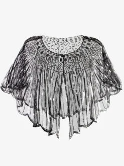Années 1920 Great Gatsby paillettes accessoires Flapper Cape Coat Champagne Retro Costume Accessoires Déguisements Halloween
