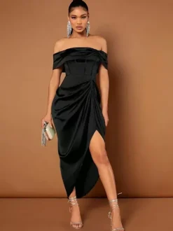 Avec robe de cocktail mode courte col bateau court