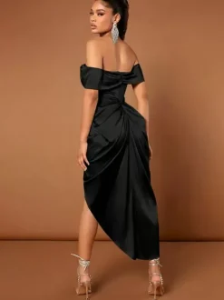 Avec robe de cocktail mode courte col bateau court